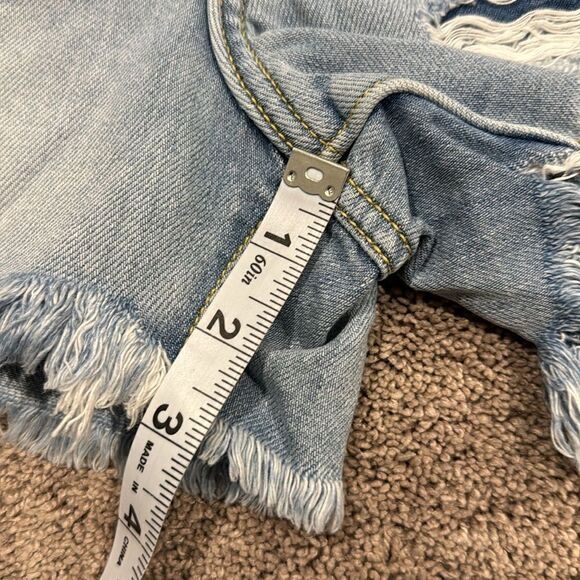 Kancan denim frayed shorts. Distressed ! Light blue mid rise stretchy!!! - Picture 9 of 10